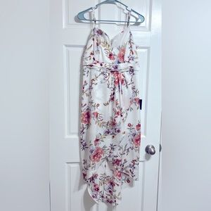 Lulus: My Favorite Day Ivory Floral Print Tulip Skirt Midi Dress, medium. NWT!
